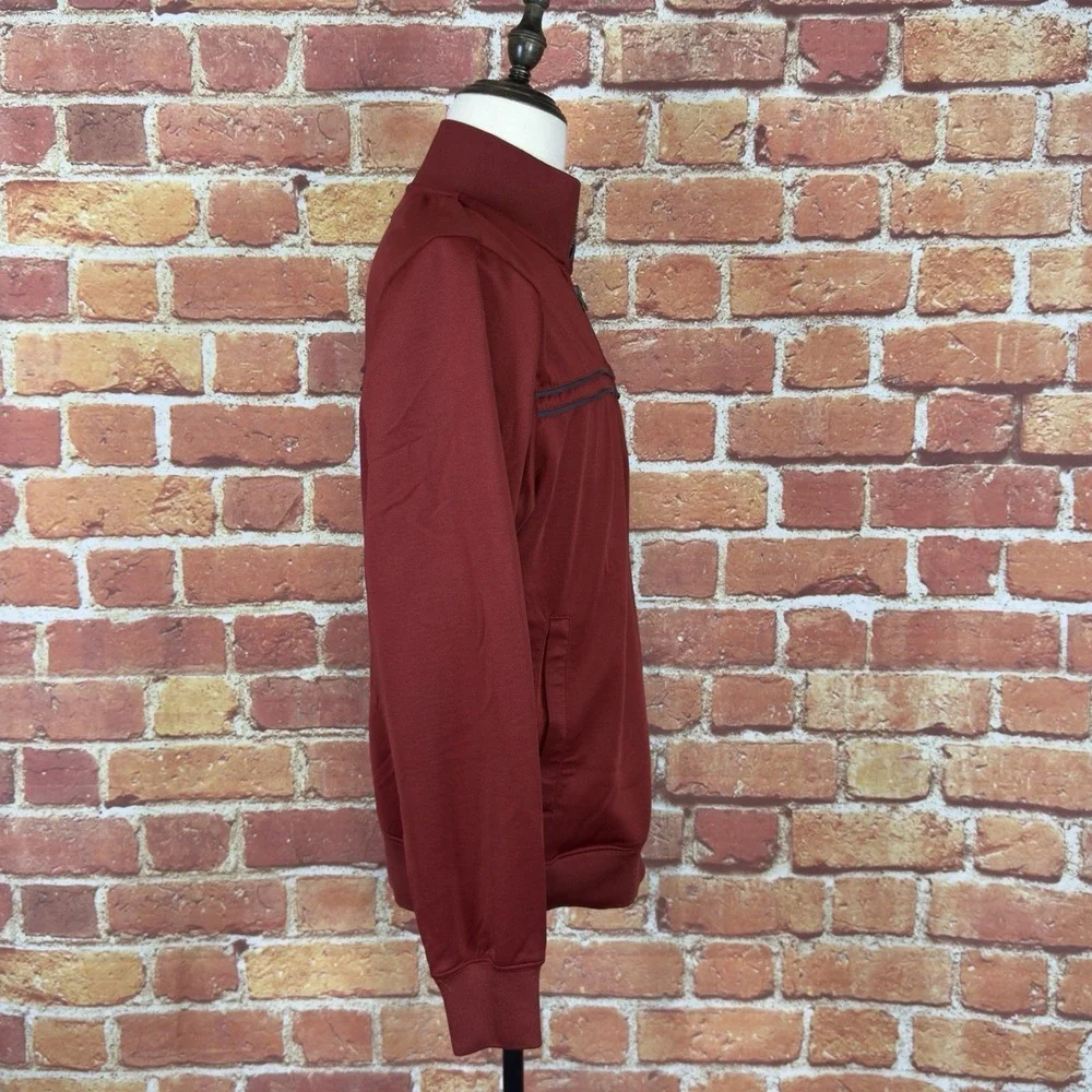 The North Face Track Jacket Men's‎ Medium Rust Red Black Full Zip Outdoor Casual